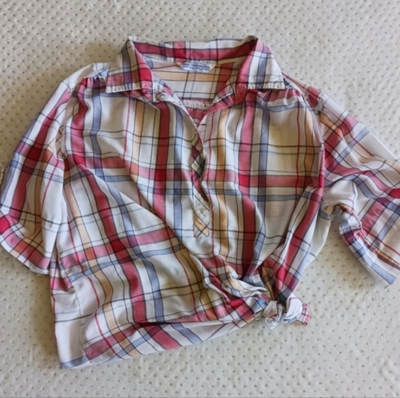 Vintage 80s Miss fashionality cute button-up plaid cottage-core blouse - Picture 2 of 11